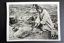 Foto originale CUOCA ESCHIMESE ALASKA BALENA vintage photo ESKIMO COOKING WHALE