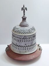 Braciere antico in rame e ottone con coperchio Conca scaldino H. 58 Cm Ø 44