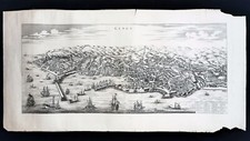 GENOA poster manifesto Cartina Genova Porto Mare Map Liguria '600 '700 '800 E7
