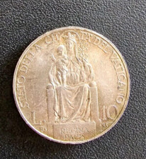 Moneta Città del Vaticano Pio XI 10 Lire Argento Anno 1935