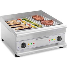 Fry Top Elettrico Professionale Griglia Piastra Per Grigliare Doppio 6400W 60 Cm