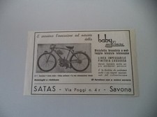 advertising Pubblicità 1947 BICICLETTA BABY PULLMAN MOTORE CUCCIOLO - SATAS 