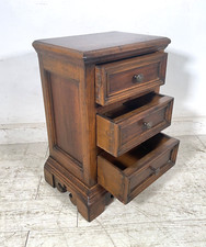ANTICO COMODINO 3 CASSETTI LEGNO NOCE epoca '900 CASSETTIERA CANTERANO stile 800