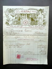 Fattura Grande Distilleria Gio. Buton Bologna 1919 Cognac Fernet Grafica