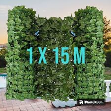 1x15 M Siepe artificiale Edera finta Recinzione rete occultamento foglie finte
