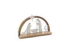 Natività in metallo con base legno Collezione WOOD 2025