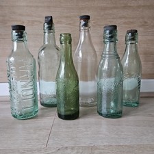 Antique Vintage Glass Bottles Lot Bundle Milk Beer Wine Water Embossed x 6