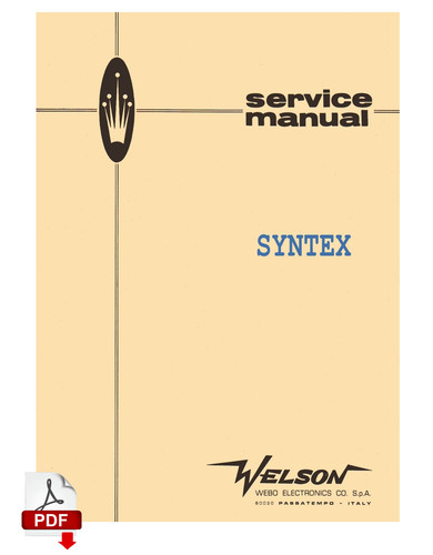 Welson syntex service manual - welson,