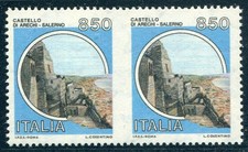 Castelli Lire 850 Varietà Coppia Orizzontale Non Dentellata Centrale - Rara
