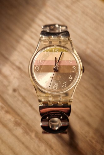 Swatch donna strisce rosa e - a,