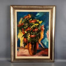Quadro Dipinto olio su tela Natura Morta Vaso Con Fiori Firma Tresoldi XX Sec.