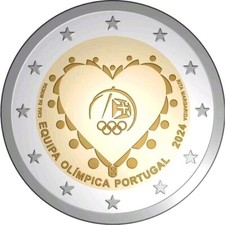 PORTOGALLO 2 EURO COMMEMORATIVO 2024 SQUADRA OLIMPICA PARIGI FDC
