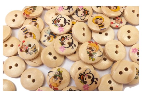 Lot boutons bois rond - lot,