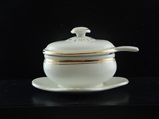  ANTICA RARA SALSIERA IMPERO BIANCA ORO SOCIETA' CERAMICA REVELLI LAVENO 1927