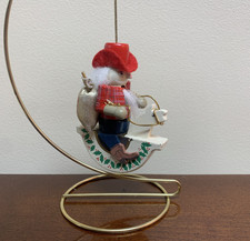 Stivali da cowboy vintage 2002 a dondolo bianchi equitazione rossi a quadri Babbo Natale schiaccianoci