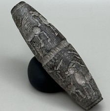 Bellissimo antico timbro sigillo a forma di cilindro vicino orientale con int...