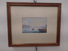 Dipinto Acquarello Di Gaetano Esposito Raffigurante Marina