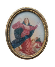 *HH* Quadro Dipinto Religioso Devozionale Icona Madonna Miniatura Sacra Cornice