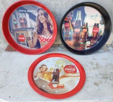 Stock 3 Vassoi CocaCola In Metallo Rotondi Vintage Coke esattamente come da foto