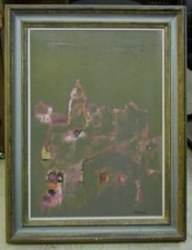 MANLIO BACOSI - CHIESA DI S. PIETRO A PERUGIA 1972 - TECNICA MISTA SU TELA