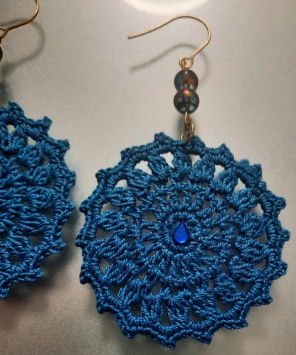 Orecchini uncinetto donna blu - uncinetto,