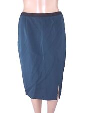 Zara Gonna Midi Taglia M Medium Matita Sfoderata Lana Verde Elastico In Vita