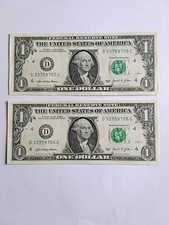 2 BANCONOTE DA 1 DOLLARO AMERICANO FDS CON NUMERI CONSECUTIVI ,COME  FOTOGRAFIA 