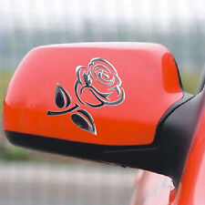 ADESIVO AUTO 3D ROSA FIORE CROMATO ARGENTO STICKER MOTO SCOOTER 10X8cm