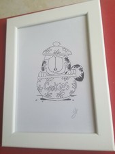 Quadro disegno a mano in trattopen Garfield con cornice IKEA