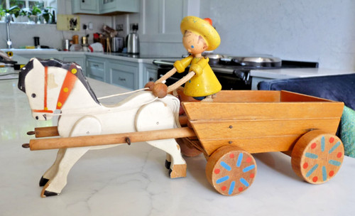 Vintage wooden horse - wooden,