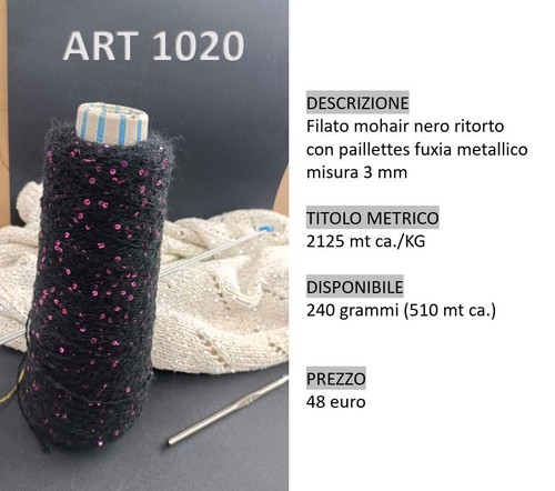 Filato mohair nero ritorto