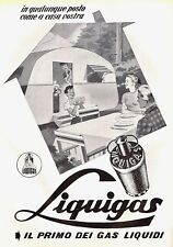 PUBBLICITA' 1954 PROPAGANDA LIQUIGAS LOGO BOMBOLA ROULOTTE CAMPEGGIO AGIP CASA