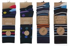 3 paia calzini da uomo super morbidi in bambù motivo e semplici UK 6-11 venditore UK