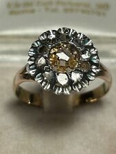 ANTICO ANELLO ORO 14kt DIAMANTI TAGLIO ROSA ANNI 40