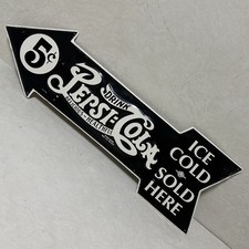 PEPSI COLA INSEGNA VINTAGE AMERICANA 5c LATTA LAMIERA 68CM ARROW FRECCIA