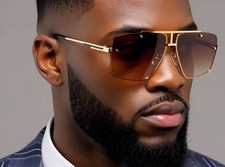 Occhiali da sole aviatore uomo quadrati montatura oro tonalità eleganti street wear stile elegante