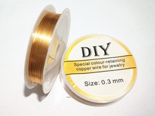 15mt /rotolo di filo in rame placcato 0.3mm 'anti-tarnish' color oro chiaro 