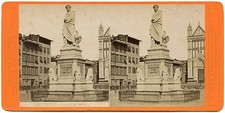 Stereoview (1), Italy, Florence (Firenze), statuary (statue): Il Dante del Pazzi