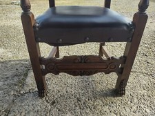 Antico Trono Poltrona Noce Intarsiato Intagliato