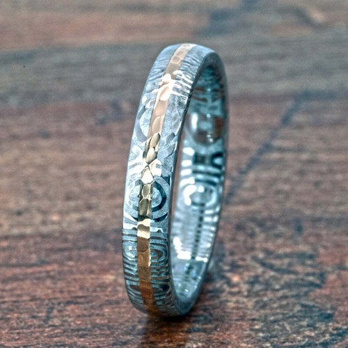 Anello acciaio damascato - in,
