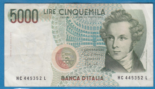 1985 italy 5000 lire - 1985, note