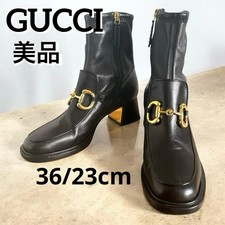 GUCCI Stivali Tacco Cavallo Pelle Nero EU36/US6 110556c