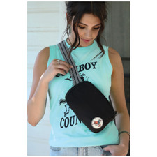 Borsa a tracolla CXX7504002 Cruel Girl nera con cintura in poliestere NUOVA