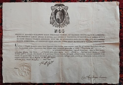 Reliquia certificato - reliquia, ex