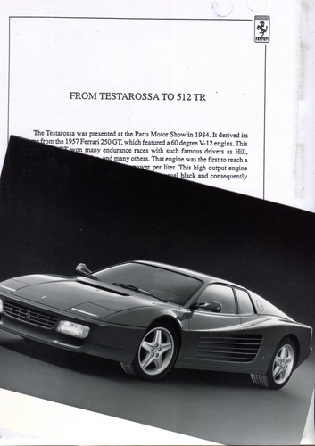 Ferrari 512tr brochure press - ferrari,