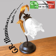 LUMETTO IN FERRO BATTUTO 1 L. BRUNITO ORO LAMPADA DA COMODINO CAMERA LETTO Sara