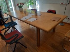 Tavoli ufficio o pranzo in betulla multistrato con gambe acciaio inox