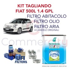 KIT TAGLIANDO FILTRI+OLIO SELENIA GAS+CANDELE ORIGINALI FIAT 500L 1.4 88KW GPL