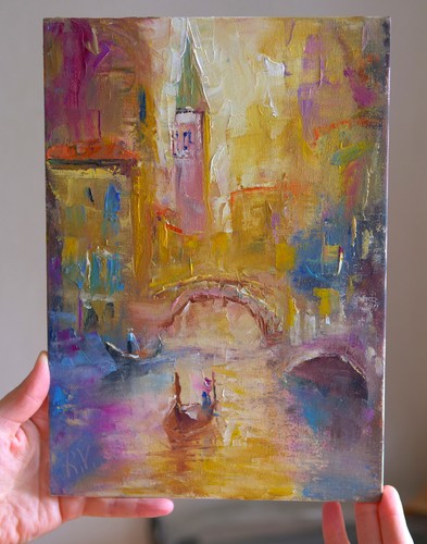 Quadro olio alba - canale, di