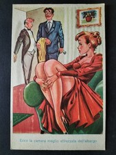 CARTOLINA EROTICA UMORISTICA ANNI 50 - 60 ITALIA CAMERA ALBERGO DONNA SERIE CPL